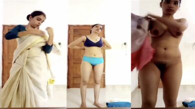 Saree utaar kar nude MMS bana rahi sexy South Indian girl