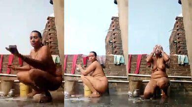Open bathroom mein nahati village wife ki Desi Nude Video